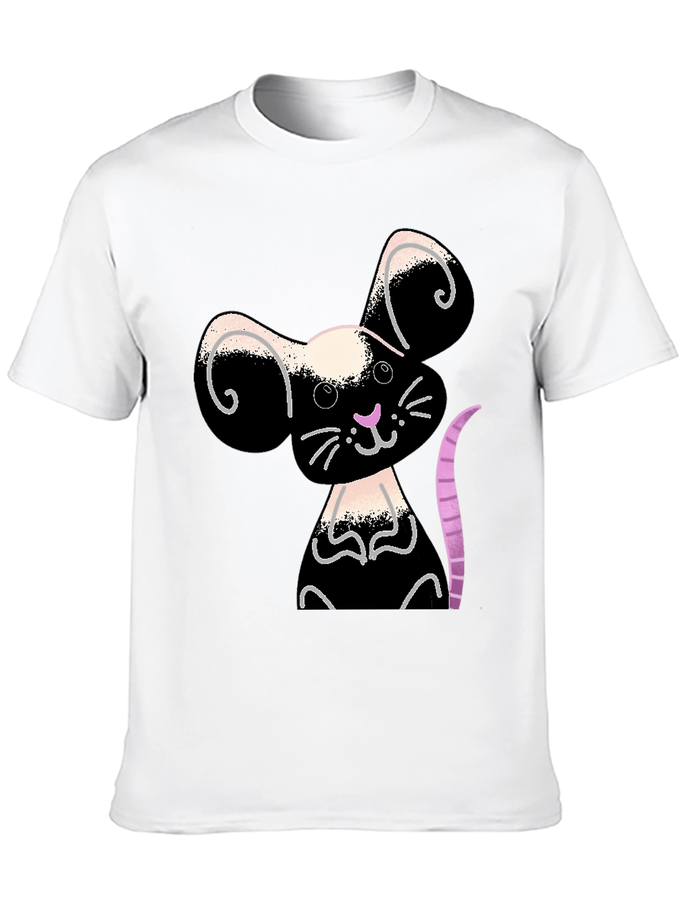 Cute Cartoon Mouse Graphic Black T-Shirt