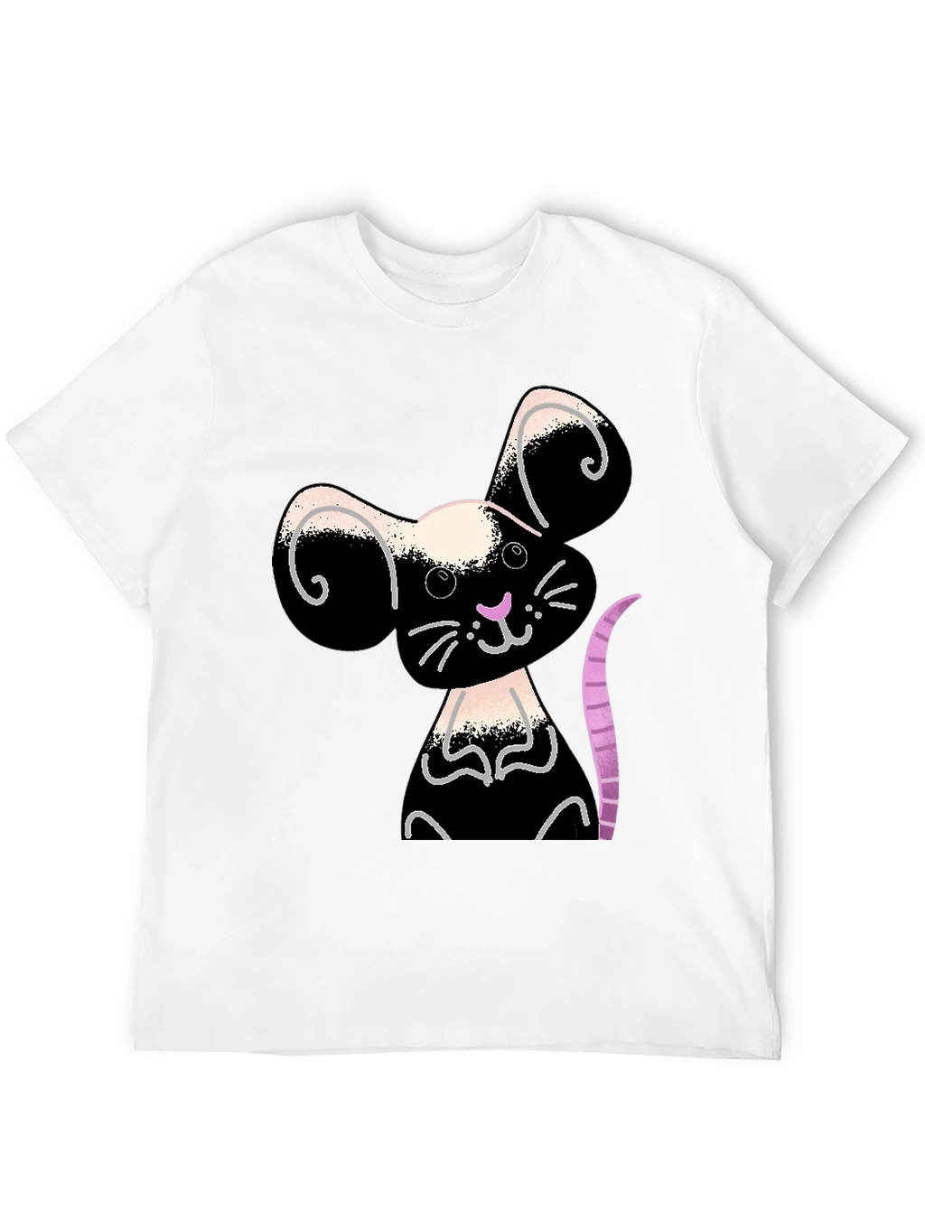 Cute Cartoon Mouse Graphic Black T-Shirt