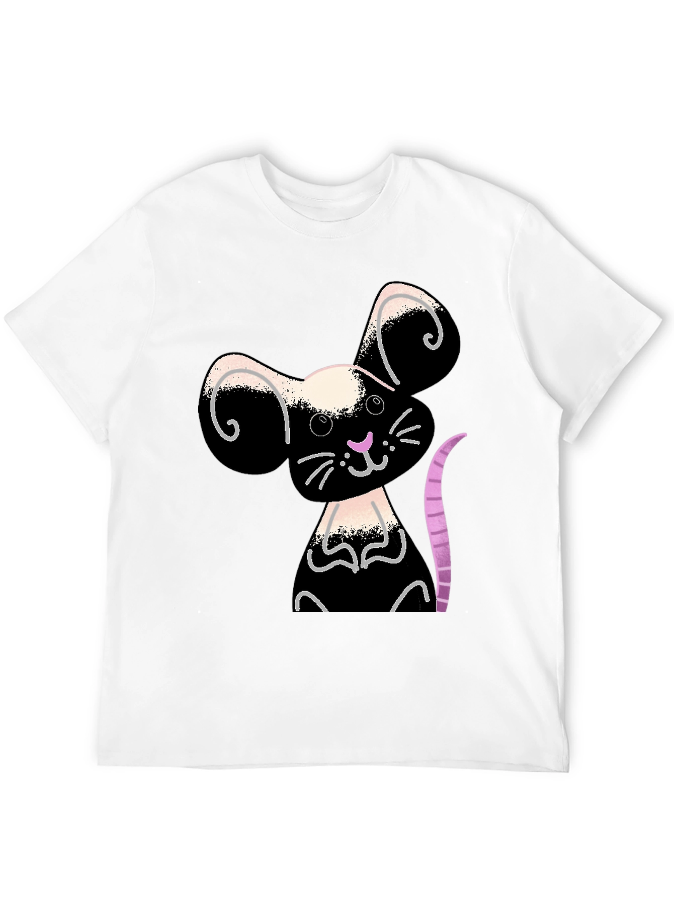 Cute Cartoon Mouse Graphic Black T-Shirt