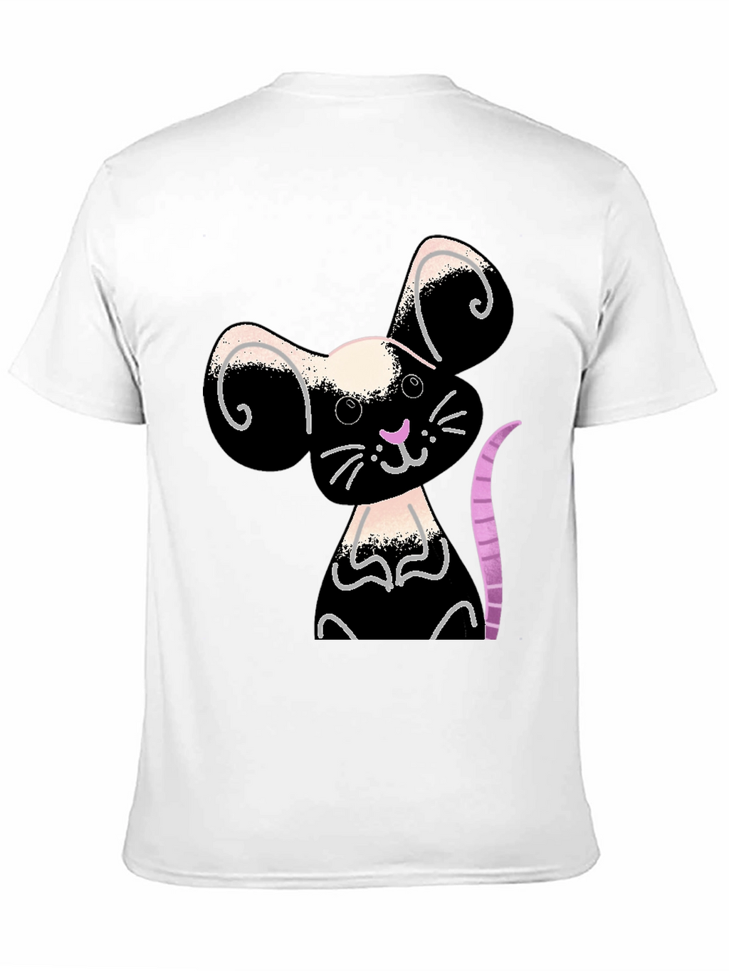 Cute Cartoon Mouse Graphic Black T-Shirt
