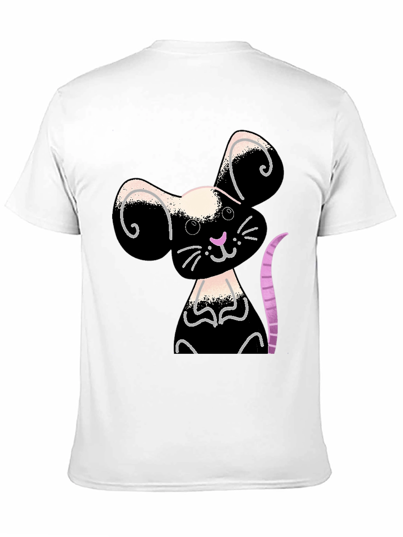 Cute Cartoon Mouse Graphic Black T-Shirt