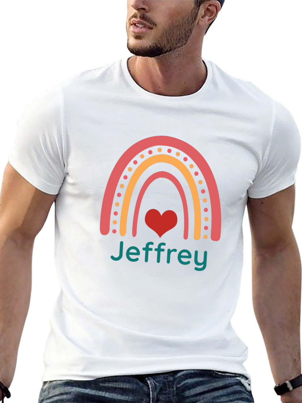 Jeffrey Rainbow Heart Graphic Tee - Black
