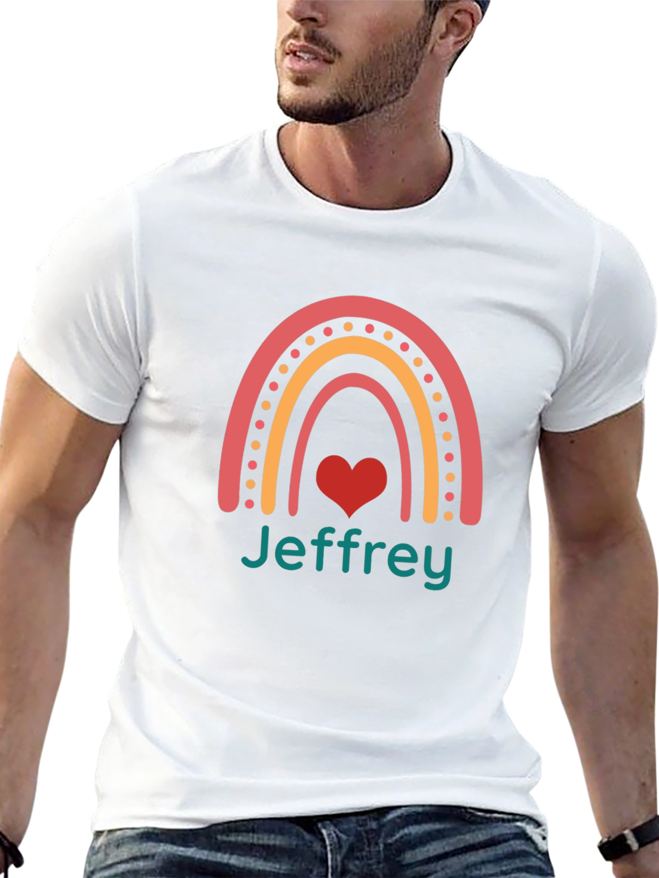 Jeffrey Rainbow Heart Graphic Tee - Black