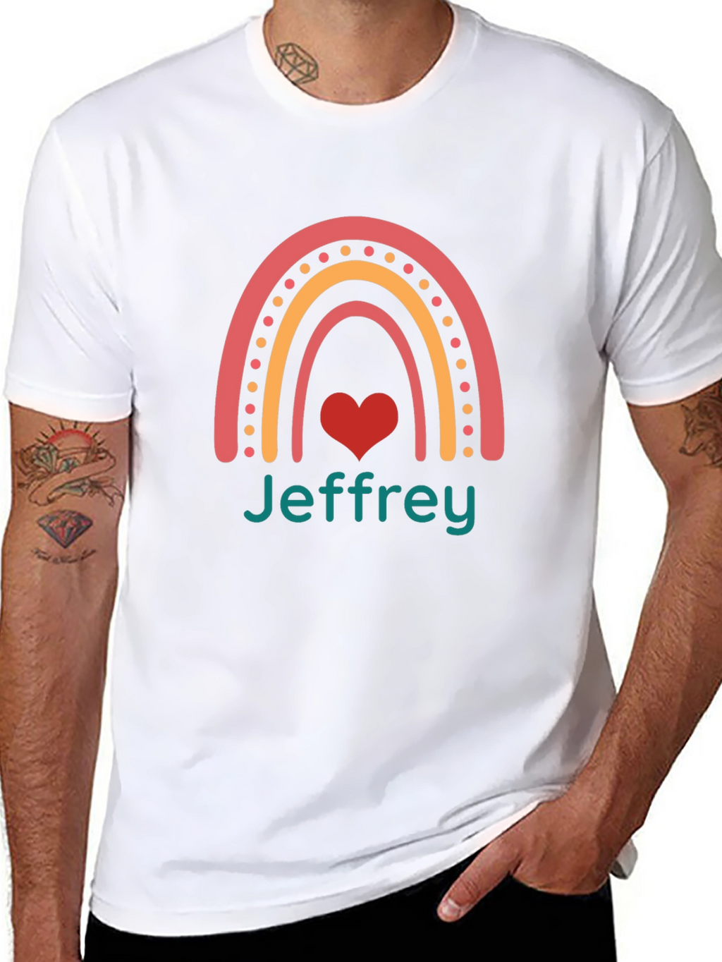 Jeffrey Rainbow Heart Graphic Tee - Black