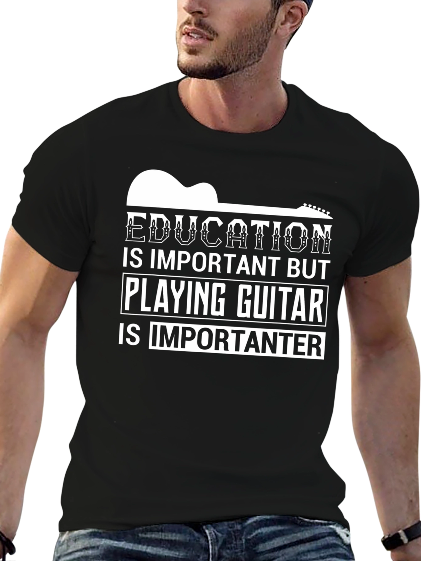 Education vs Guitar Tee: Importanter T-Shirt