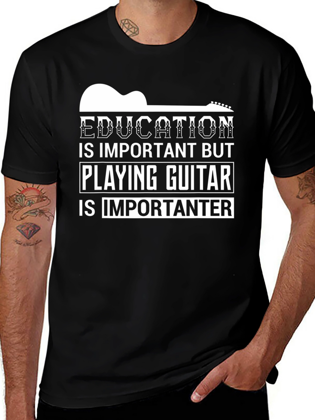 Education vs Guitar Tee: Importanter T-Shirt