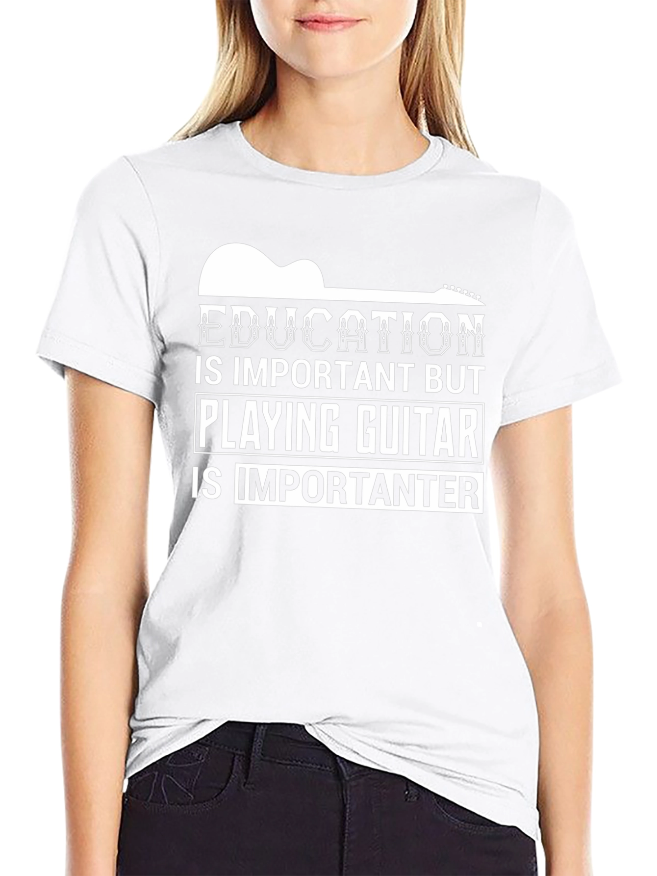 Education vs Guitar Tee: Importanter T-Shirt