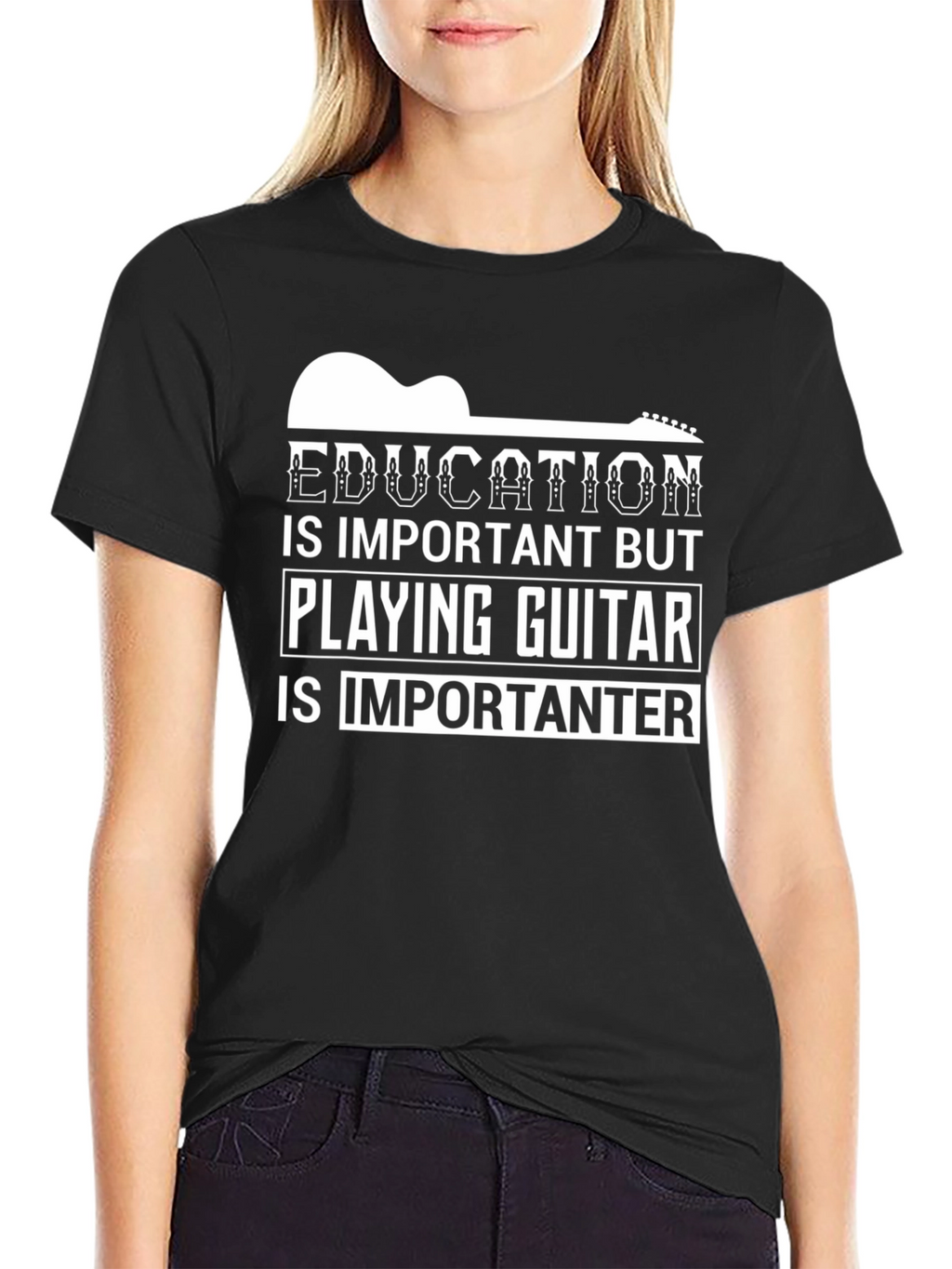 Education vs Guitar Tee: Importanter T-Shirt