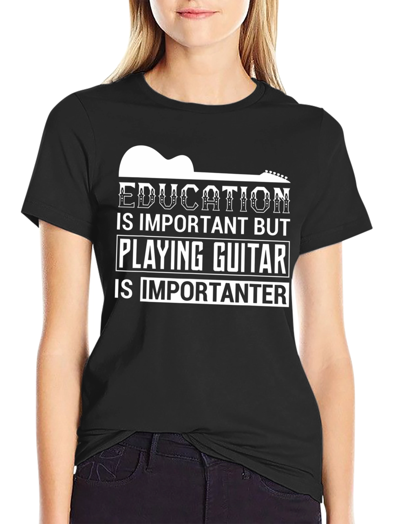 Education vs Guitar Tee: Importanter T-Shirt