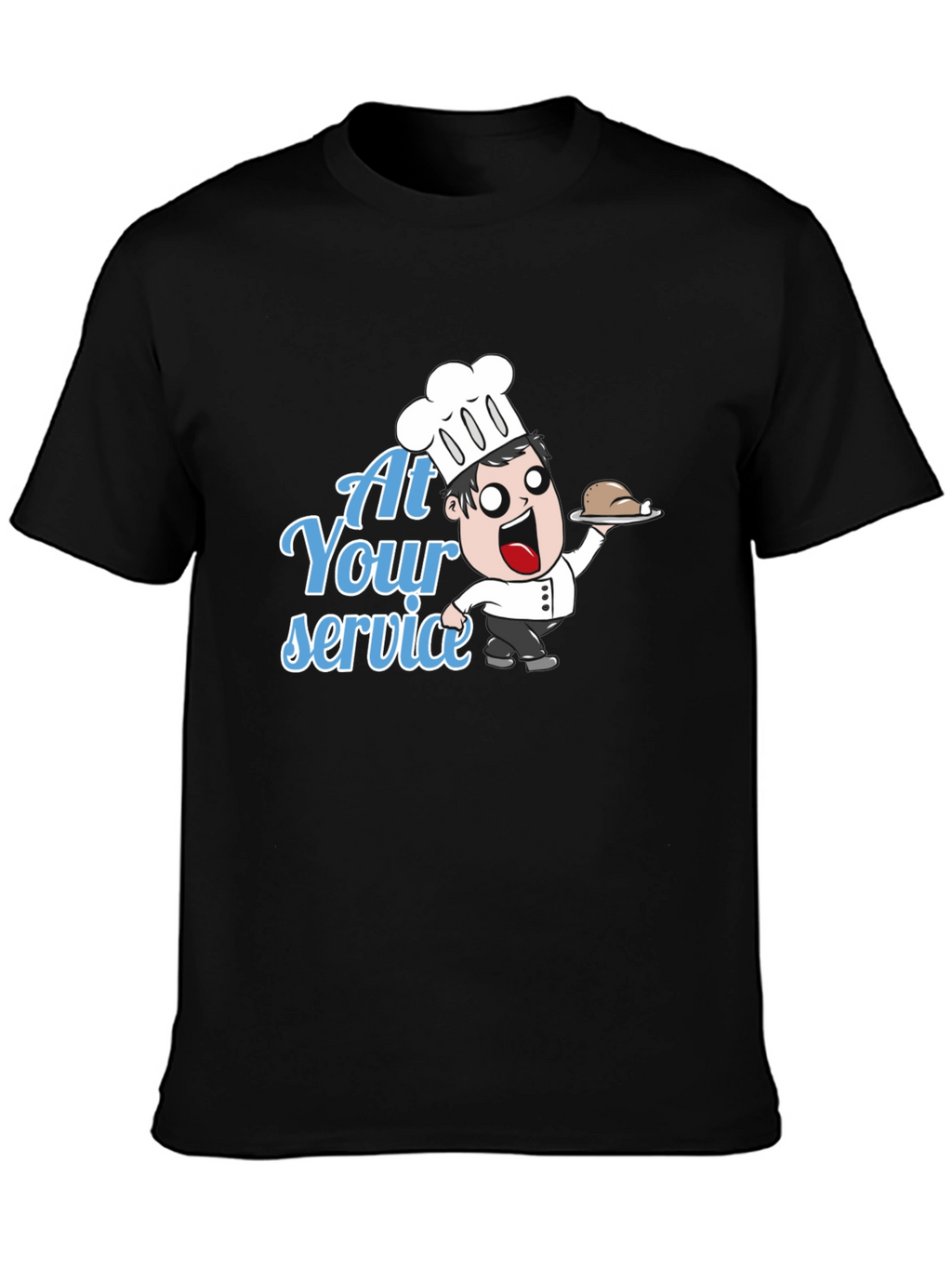 Funny Chef Cartoon T-Shirt - At Your Service!