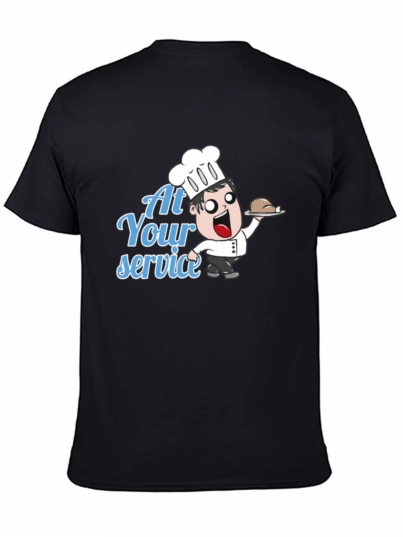Funny Chef Cartoon T-Shirt - At Your Service!