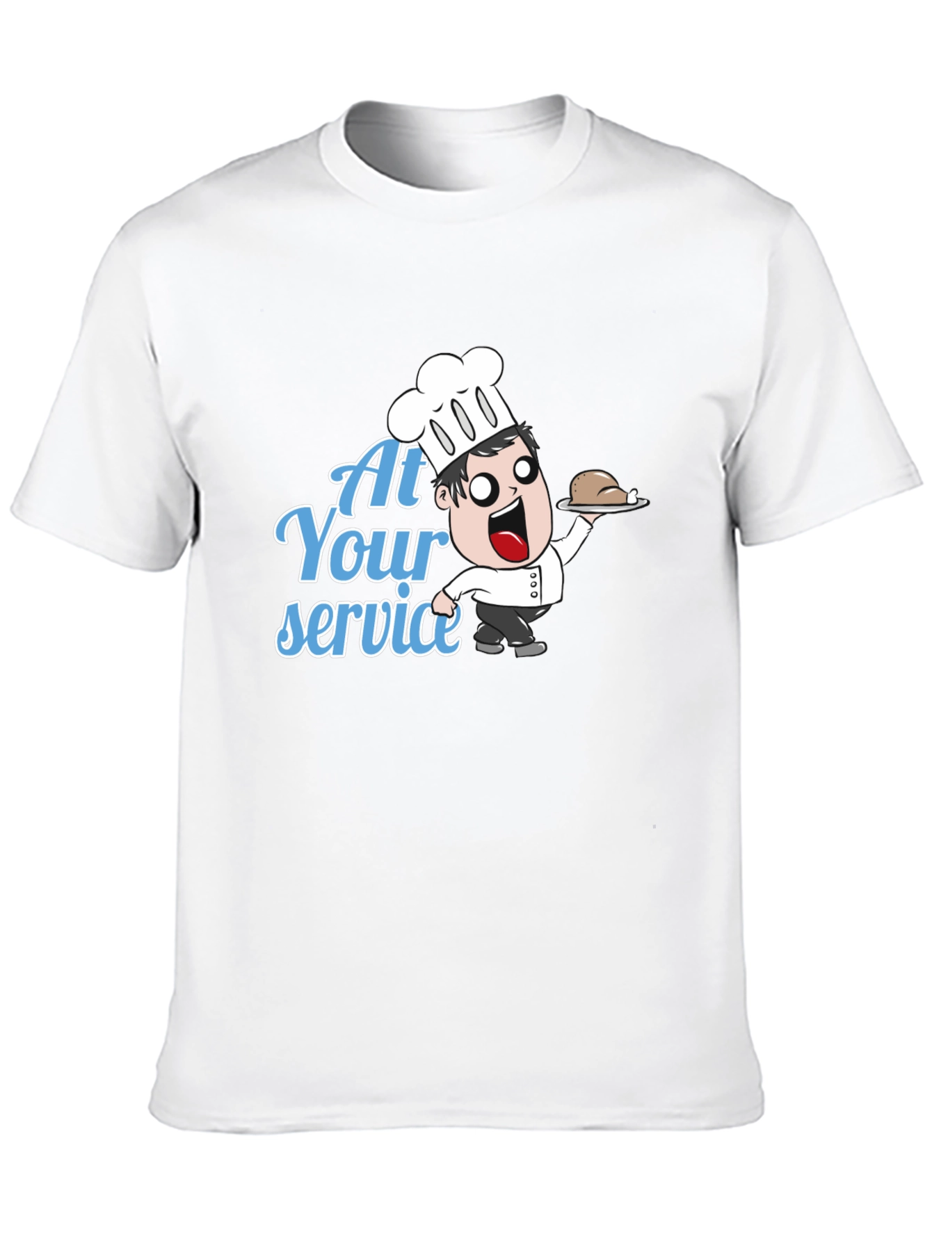Funny Chef Cartoon T-Shirt - At Your Service!