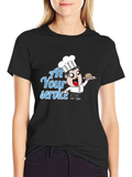 Funny Chef Cartoon T-Shirt - At Your Service!