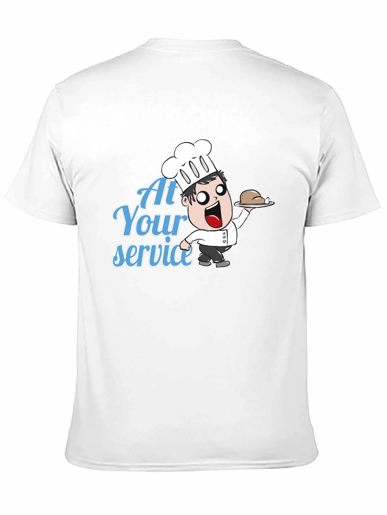 Funny Chef Cartoon T-Shirt - At Your Service!