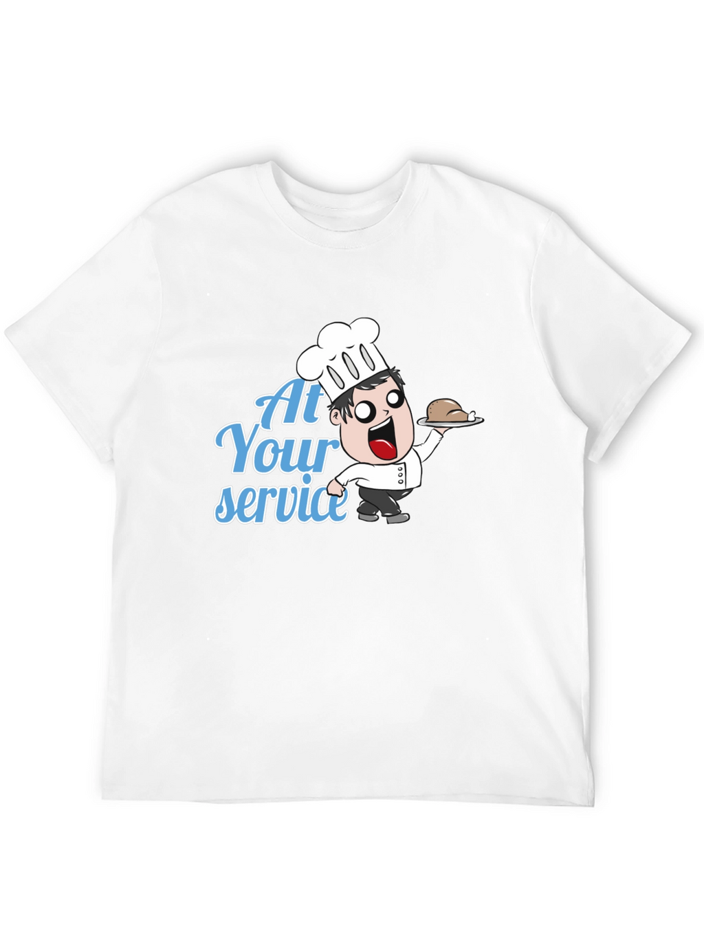 Funny Chef Cartoon T-Shirt - At Your Service!