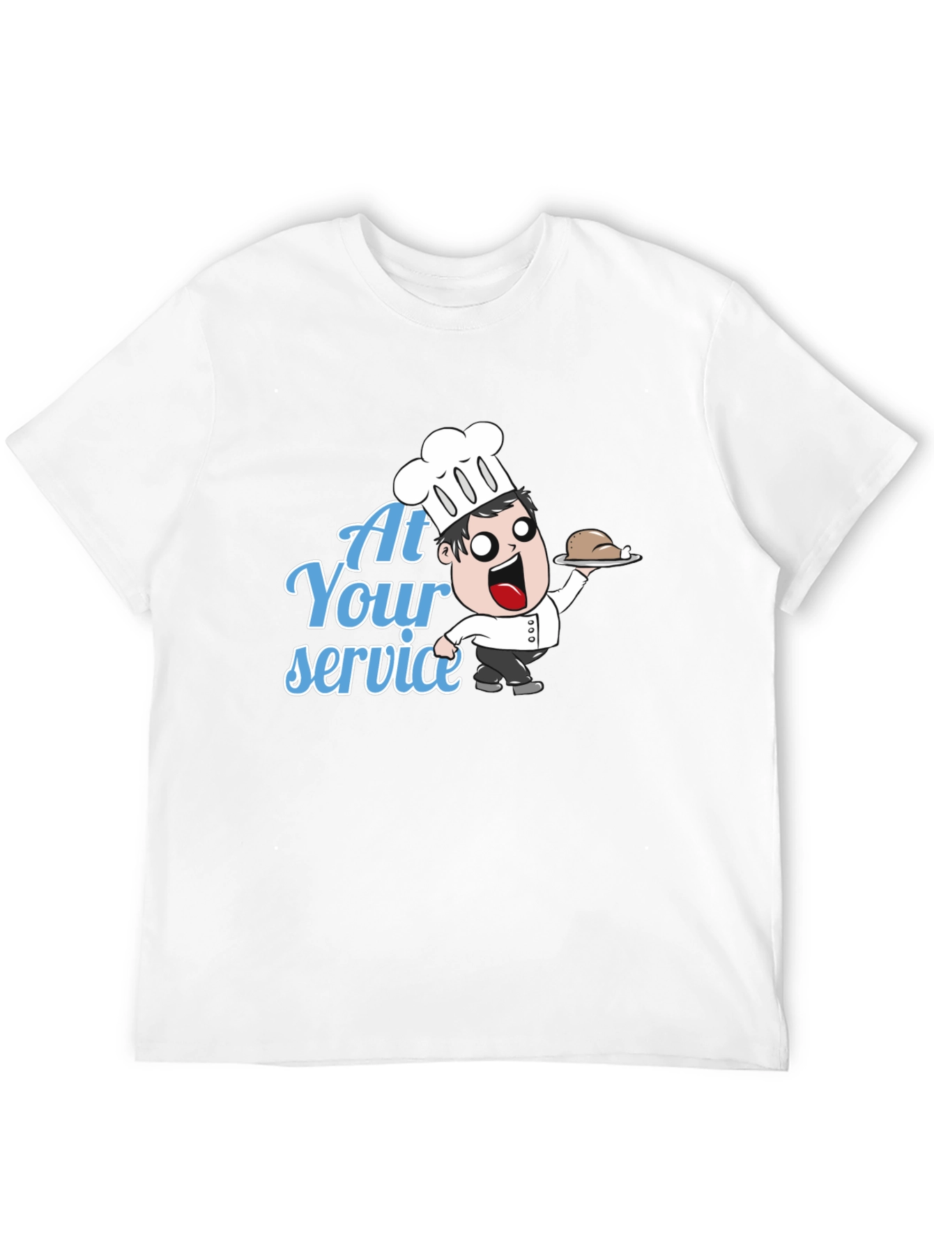 Funny Chef Cartoon T-Shirt - At Your Service!