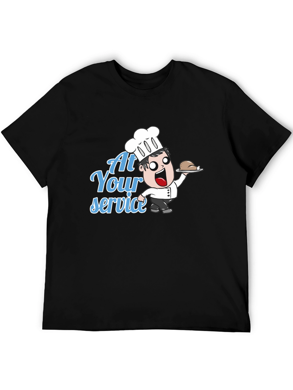 Funny Chef Cartoon T-Shirt - At Your Service!