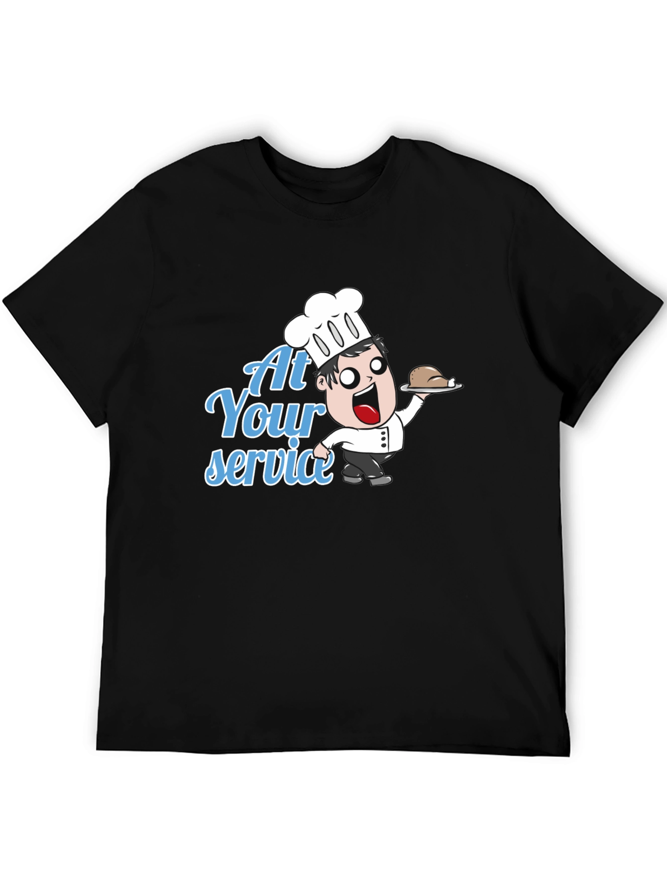 Funny Chef Cartoon T-Shirt - At Your Service!