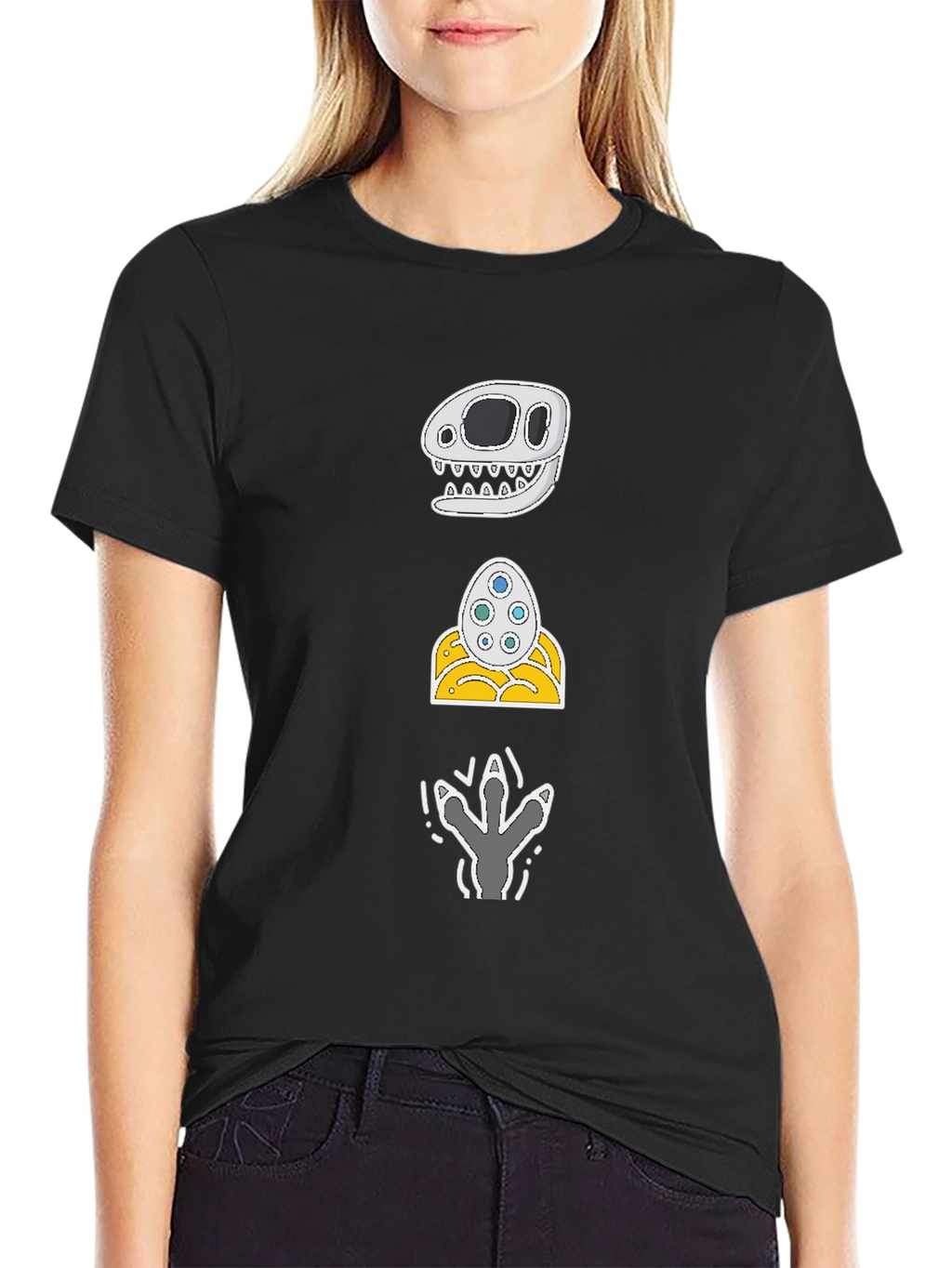Dino Skull Egg Footprint Graphic Tee