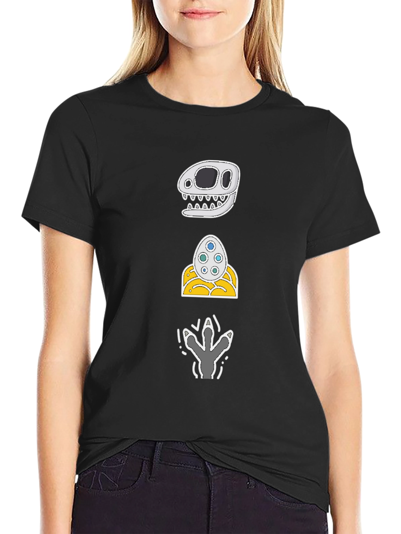 Dino Skull Egg Footprint Graphic Tee