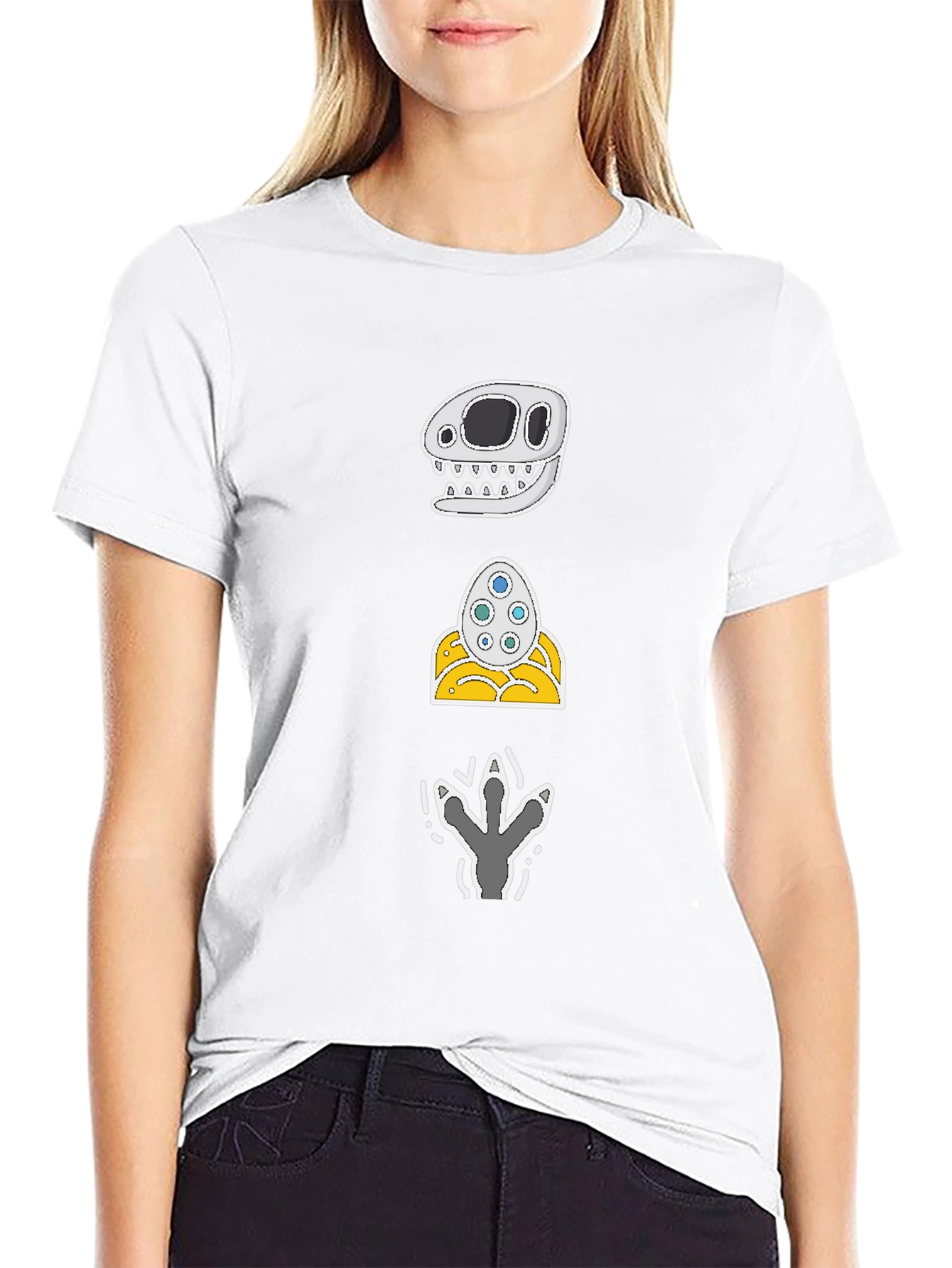 Dino Skull Egg Footprint Graphic Tee