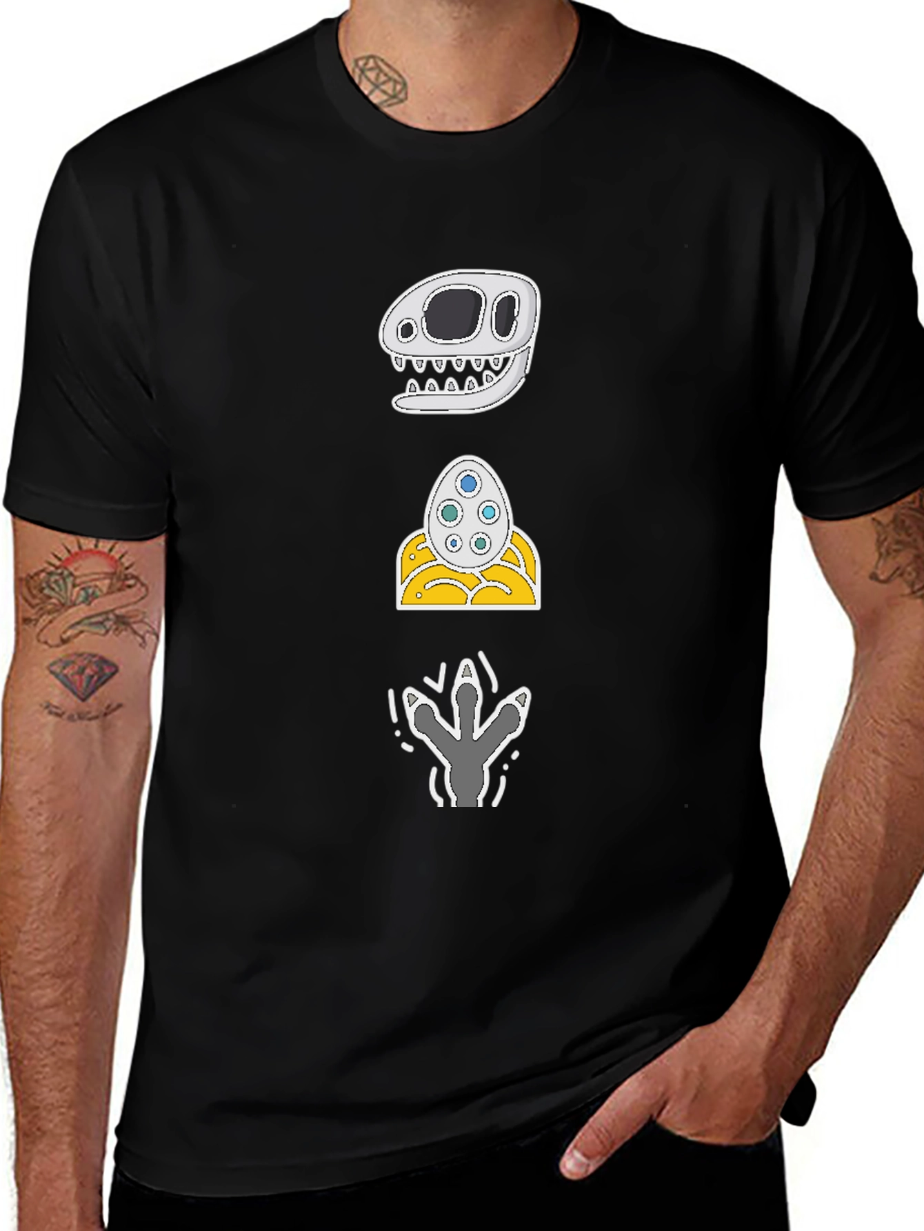Dino Skull Egg Footprint Graphic Tee