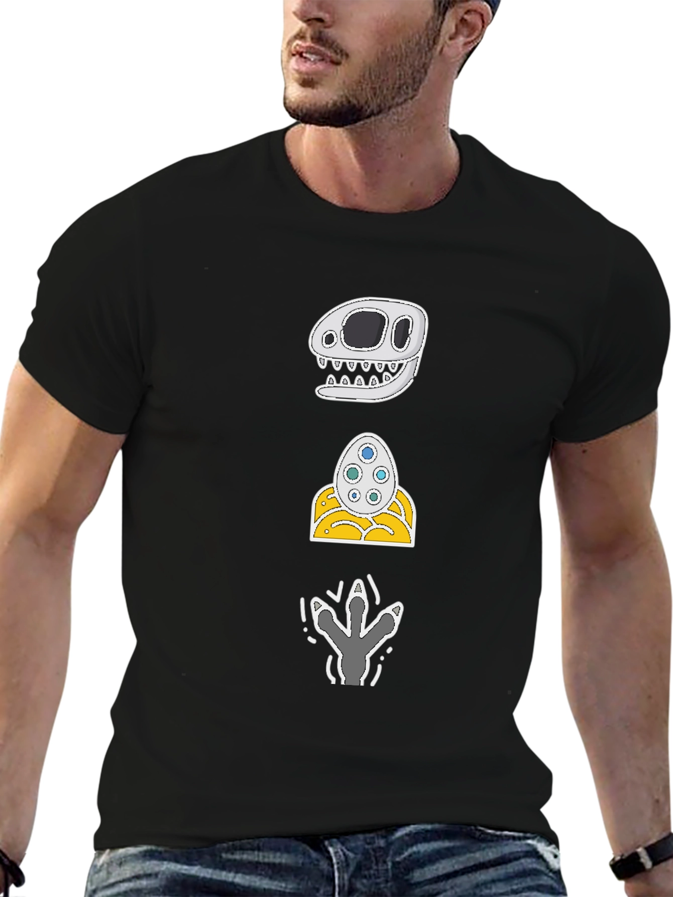 Dino Skull Egg Footprint Graphic Tee