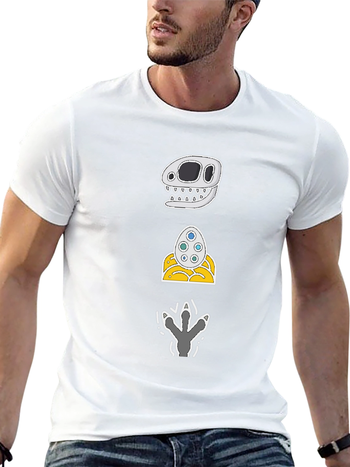 Dino Skull Egg Footprint Graphic Tee