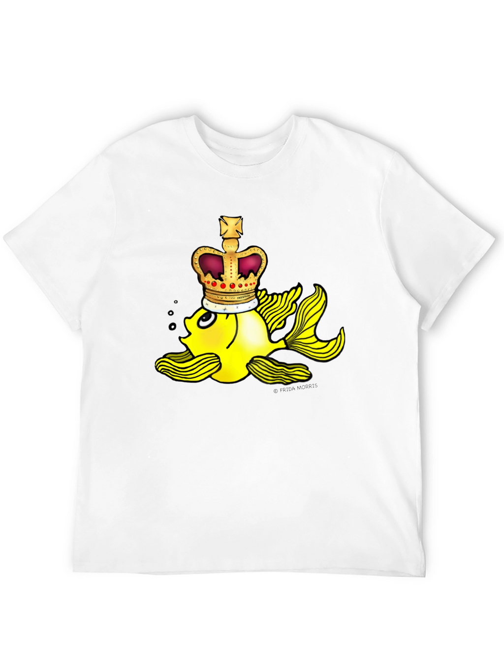 Crown Goldfish Graphic Tee - Novelty Black T-Shirt
