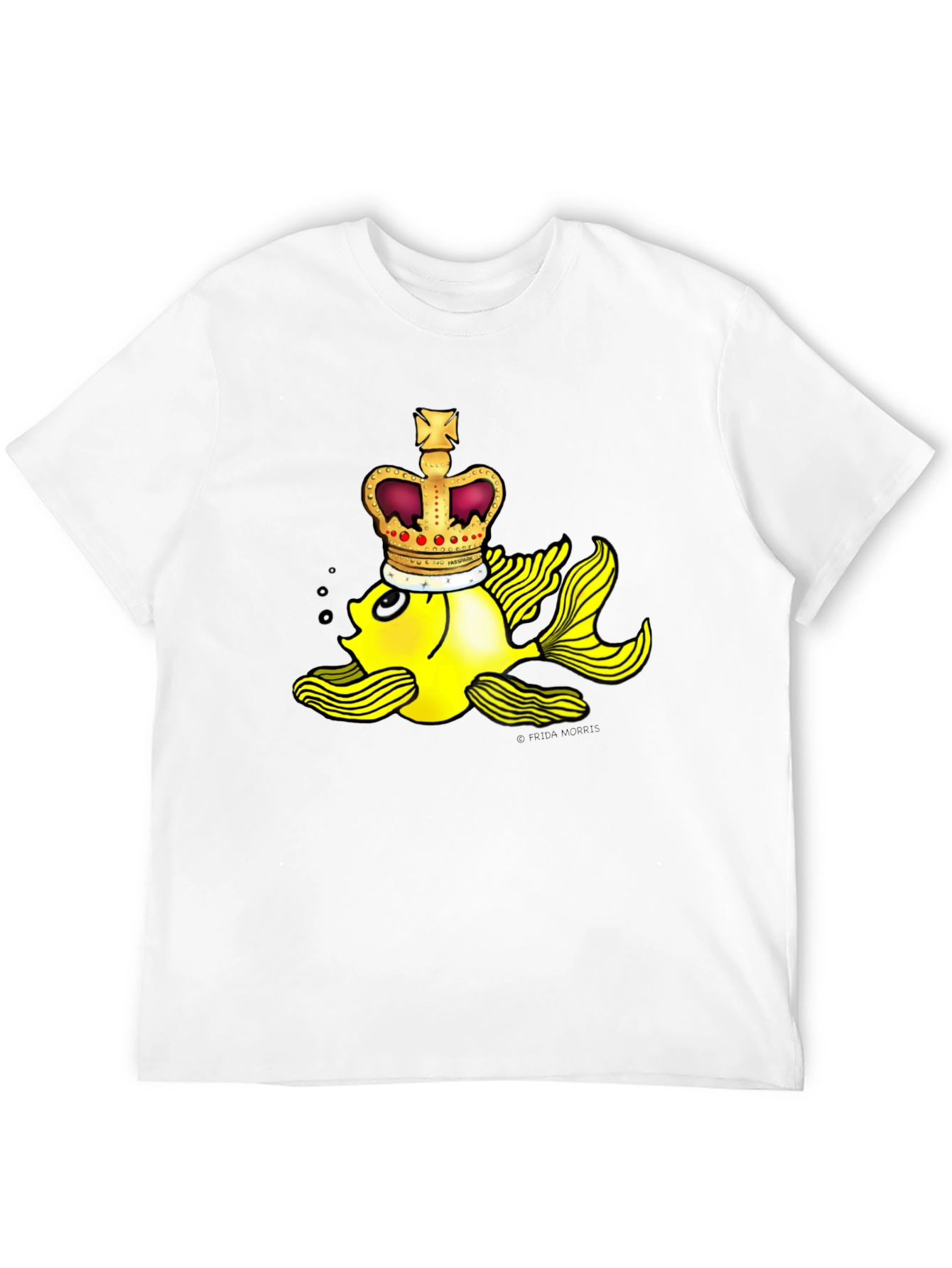 Crown Goldfish Graphic Tee - Novelty Black T-Shirt