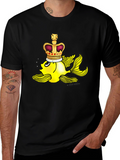Crown Goldfish Graphic Tee - Novelty Black T-Shirt