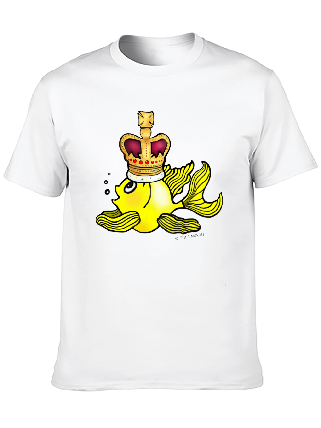 Crown Goldfish Graphic Tee - Novelty Black T-Shirt