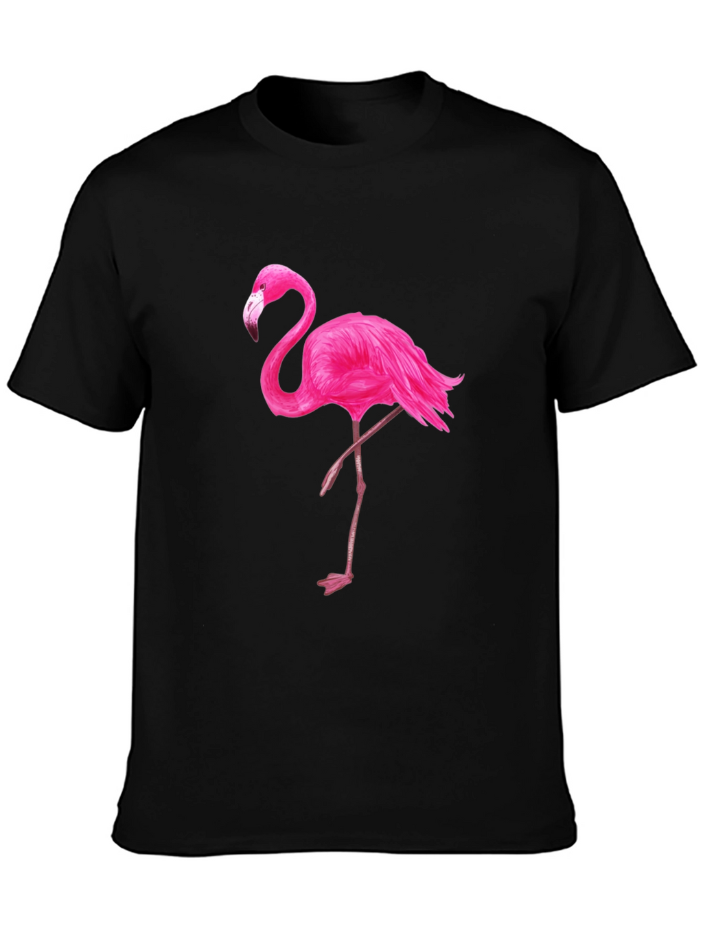 Black T-Shirt with Pink Flamingo Graphic