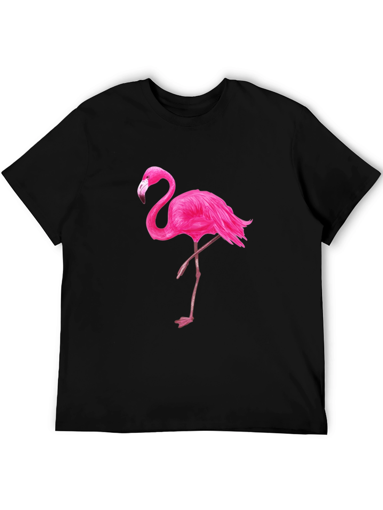 Black T-Shirt with Pink Flamingo Graphic