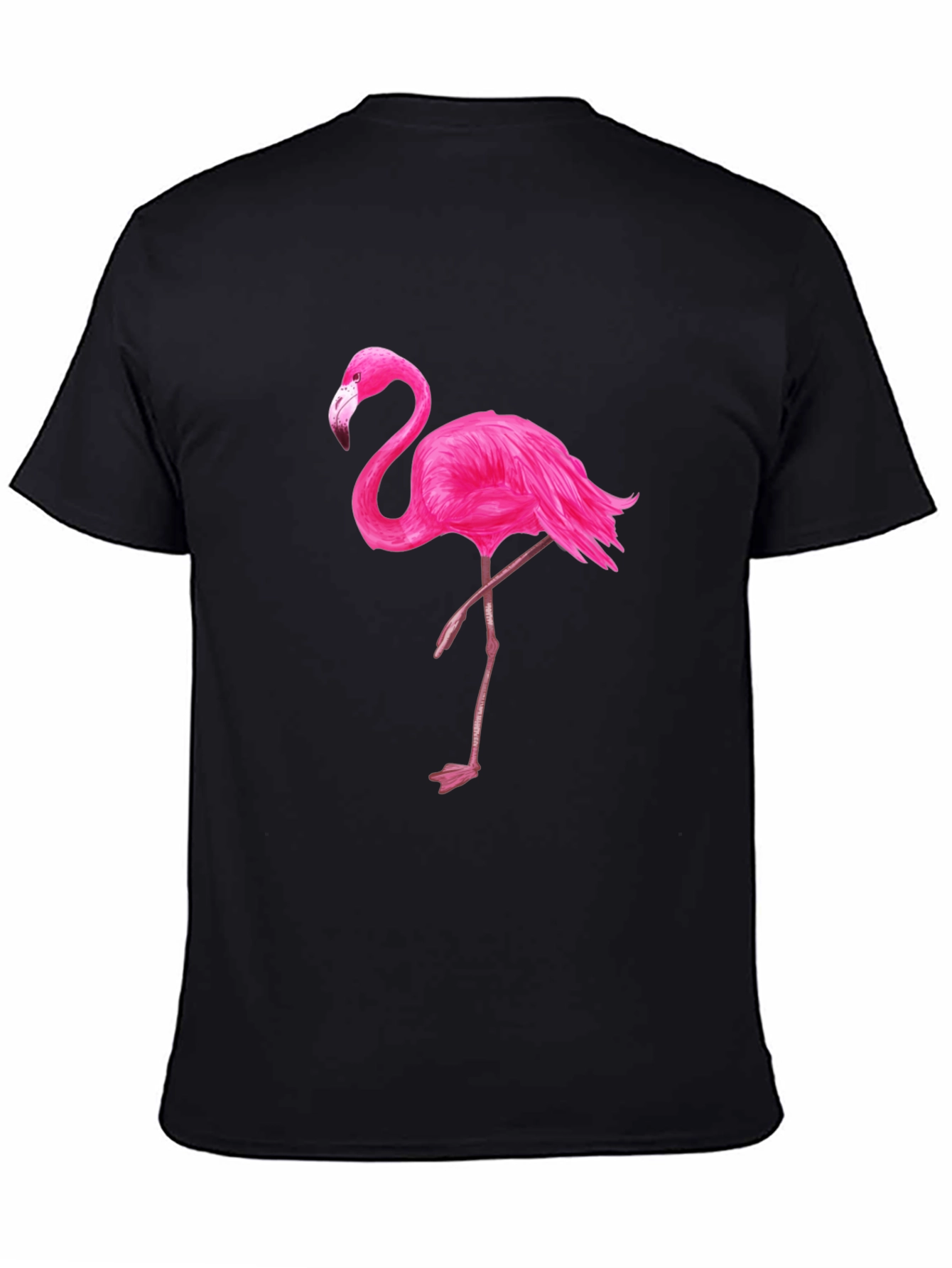 Black T-Shirt with Pink Flamingo Graphic