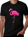 Black T-Shirt with Pink Flamingo Graphic