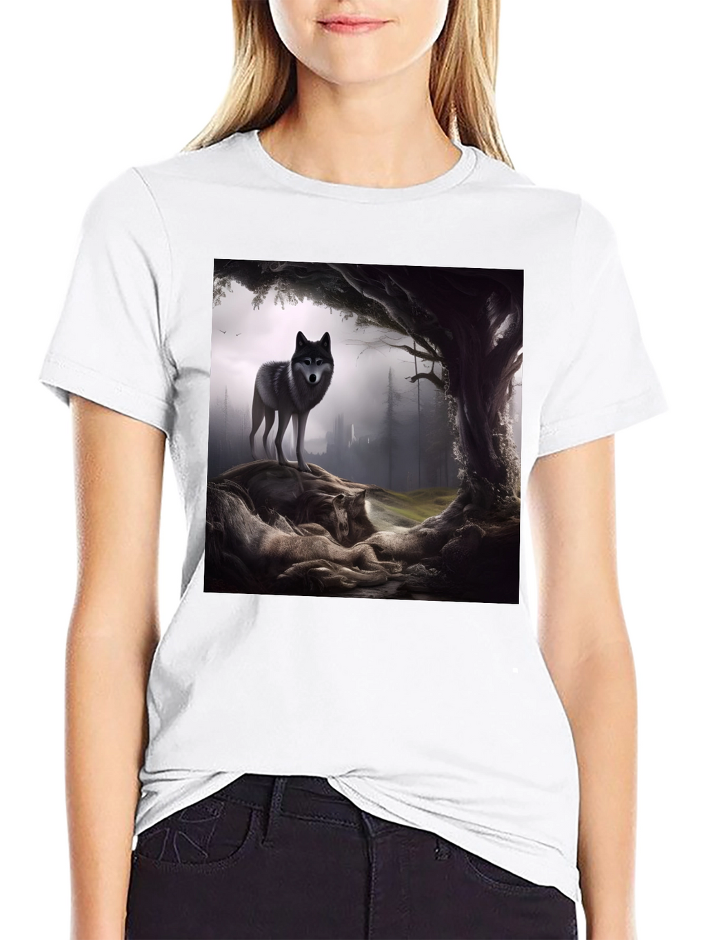 Wolf Pack Graphic Tee - Black Cotton Blend