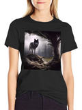 Wolf Pack Graphic Tee - Black Cotton Blend