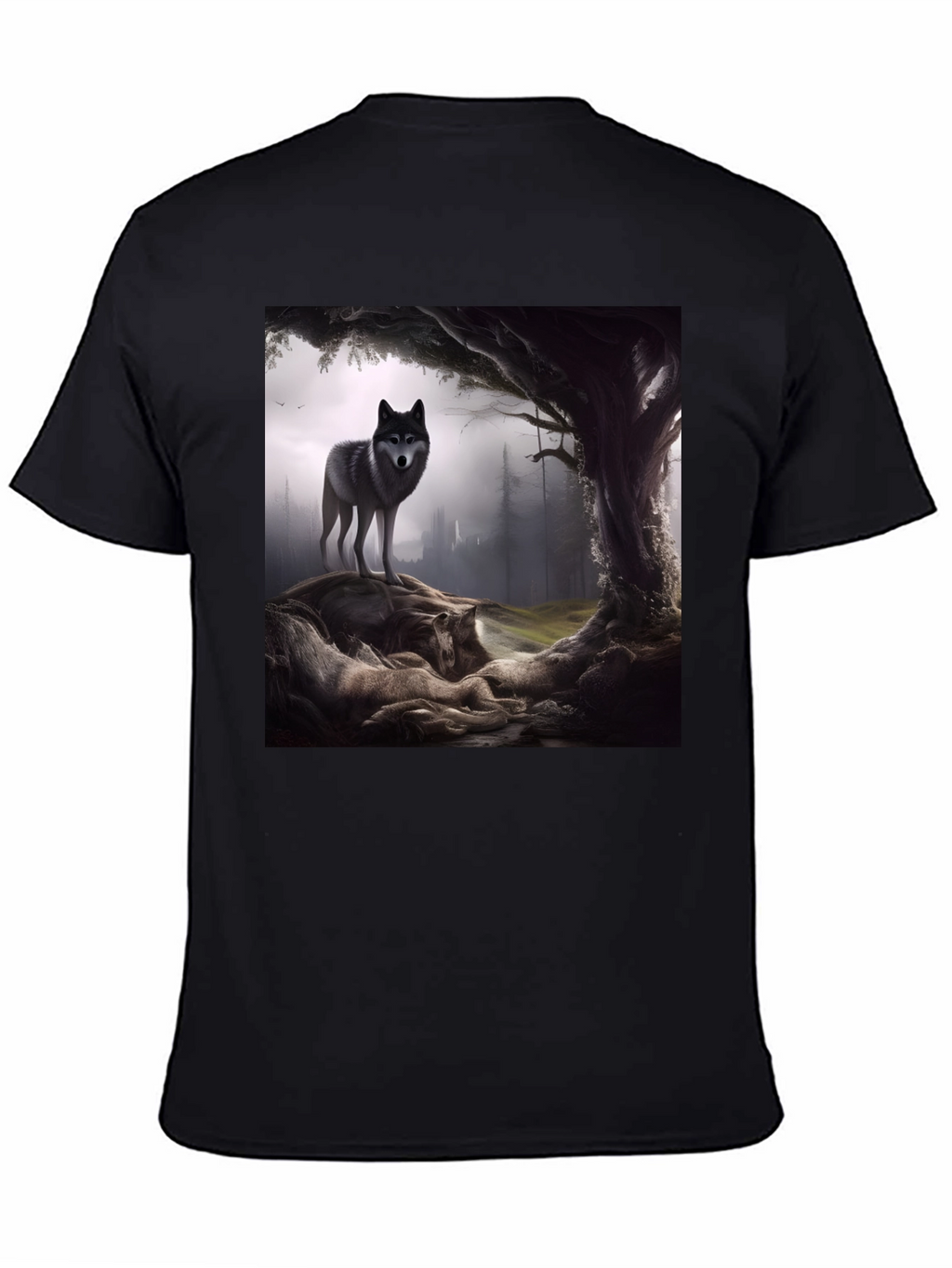 Wolf Pack Graphic Tee - Black Cotton Blend