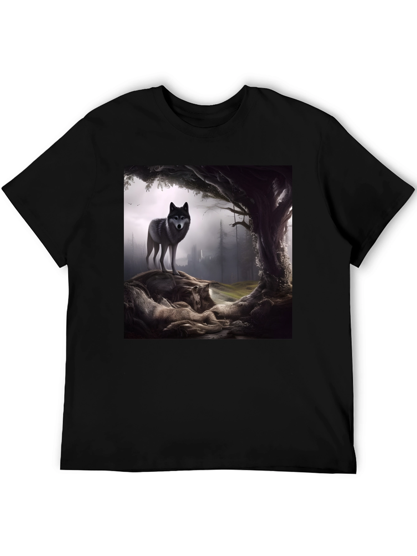 Wolf Pack Graphic Tee - Black Cotton Blend