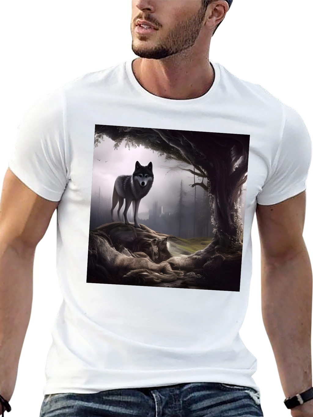 Wolf Pack Graphic Tee - Black Cotton Blend
