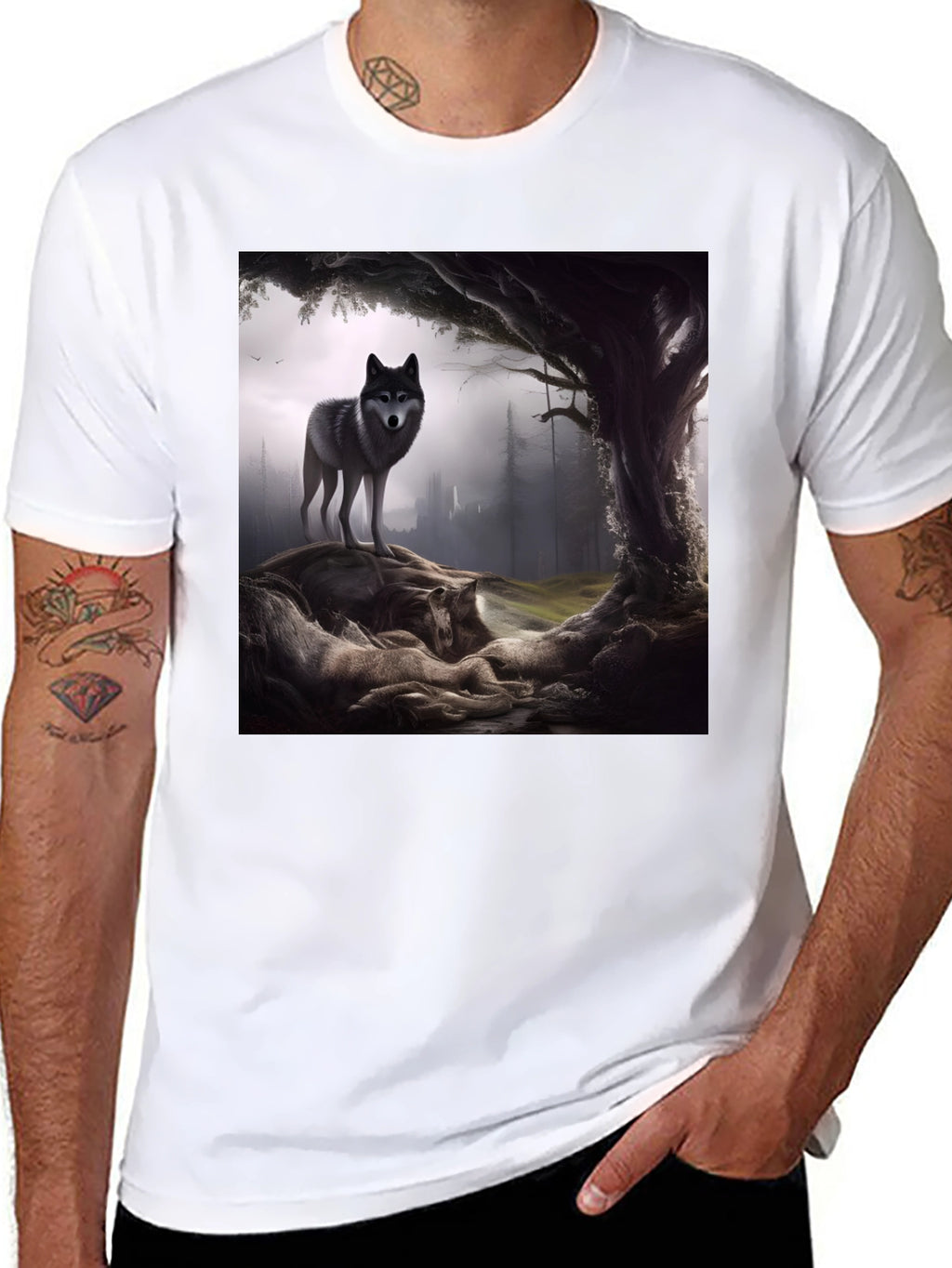 Wolf Pack Graphic Tee - Black Cotton Blend