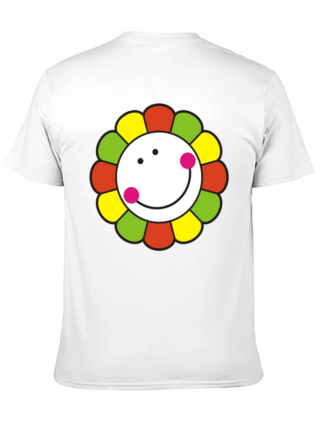 Smiley Flower Graphic T-Shirt - Black Cotton Tee