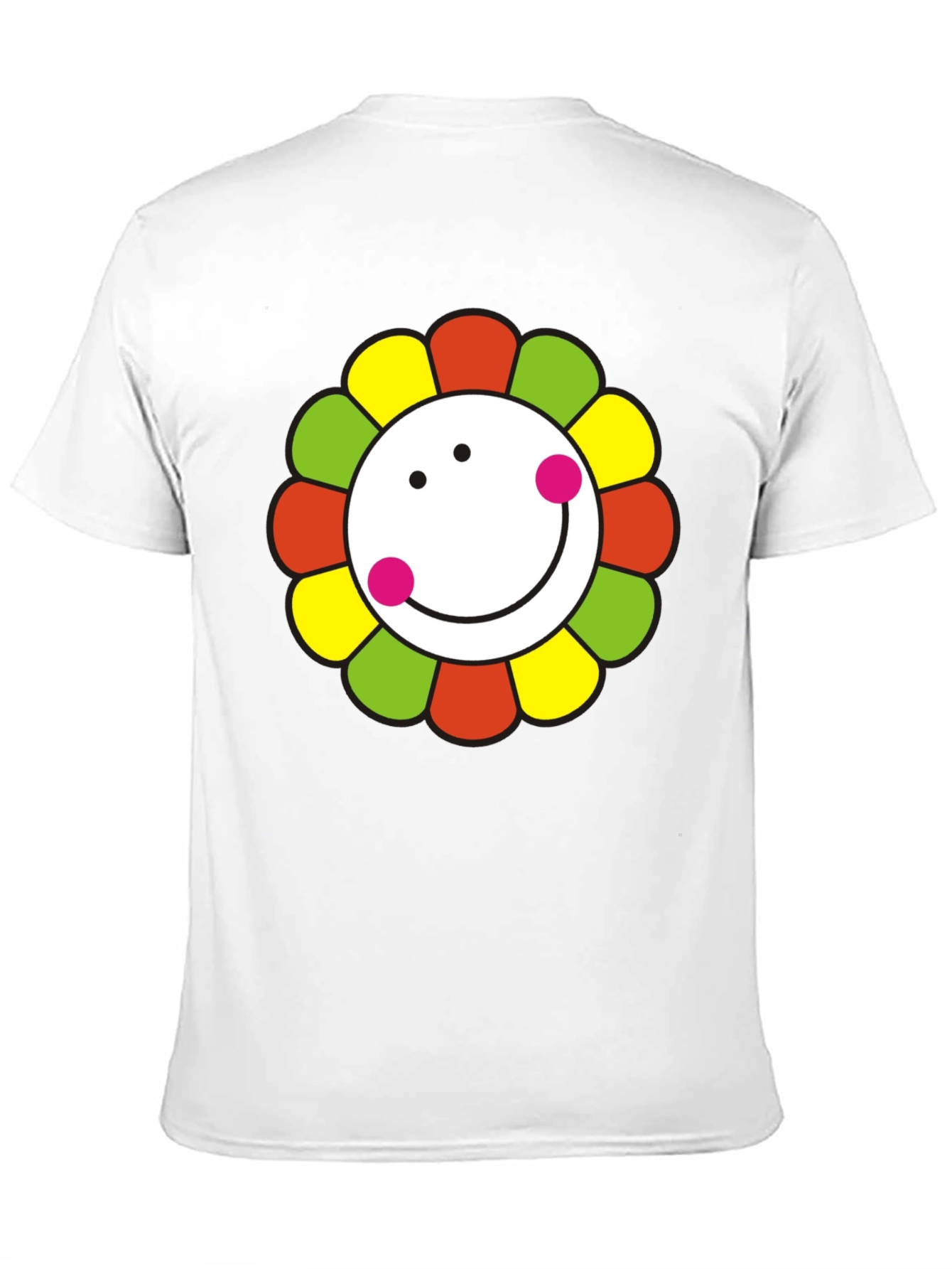 Smiley Flower Graphic T-Shirt - Black Cotton Tee