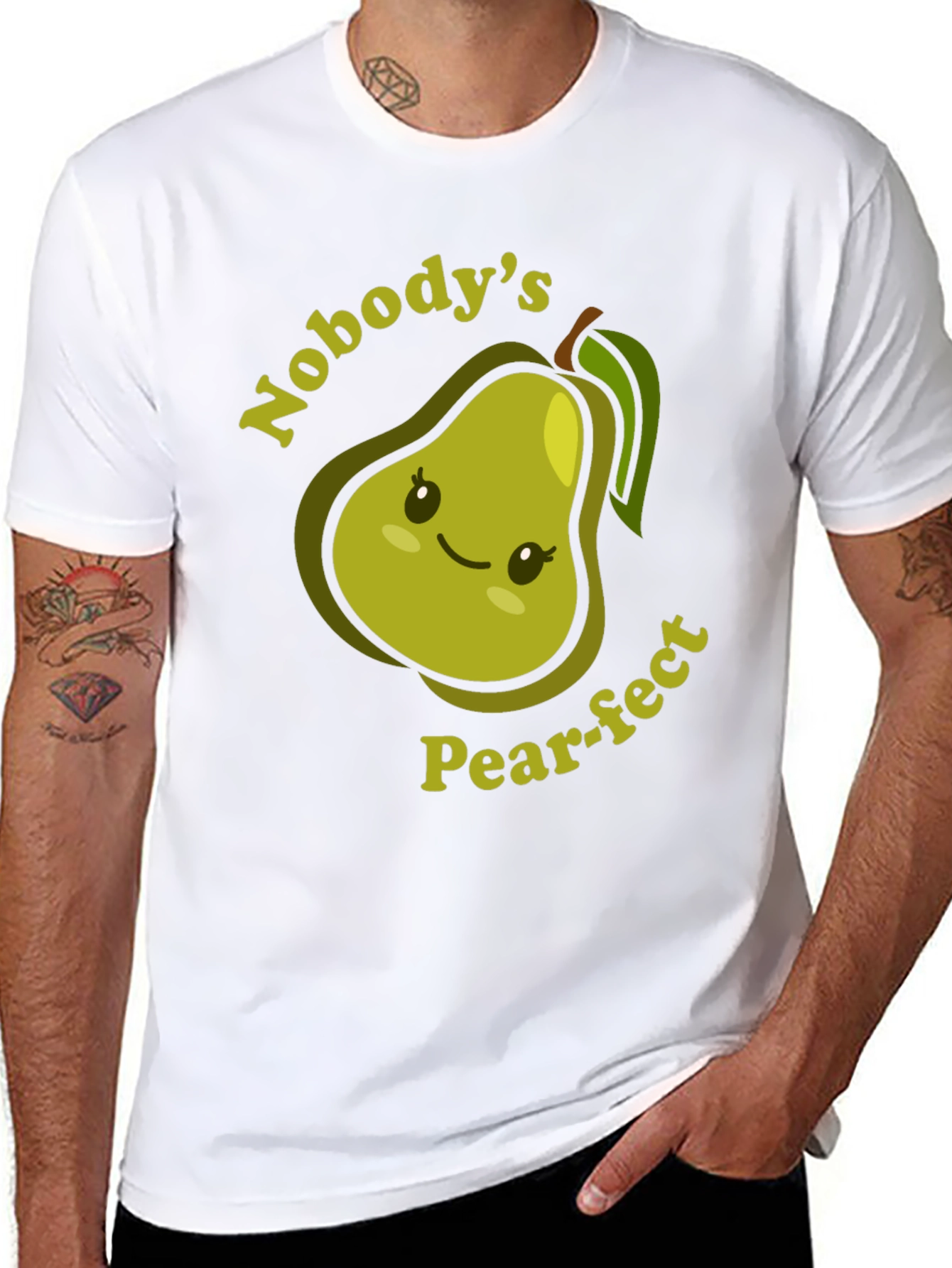 Nobodys Pear-fect T-Shirt Cute Fruit Pun Tee