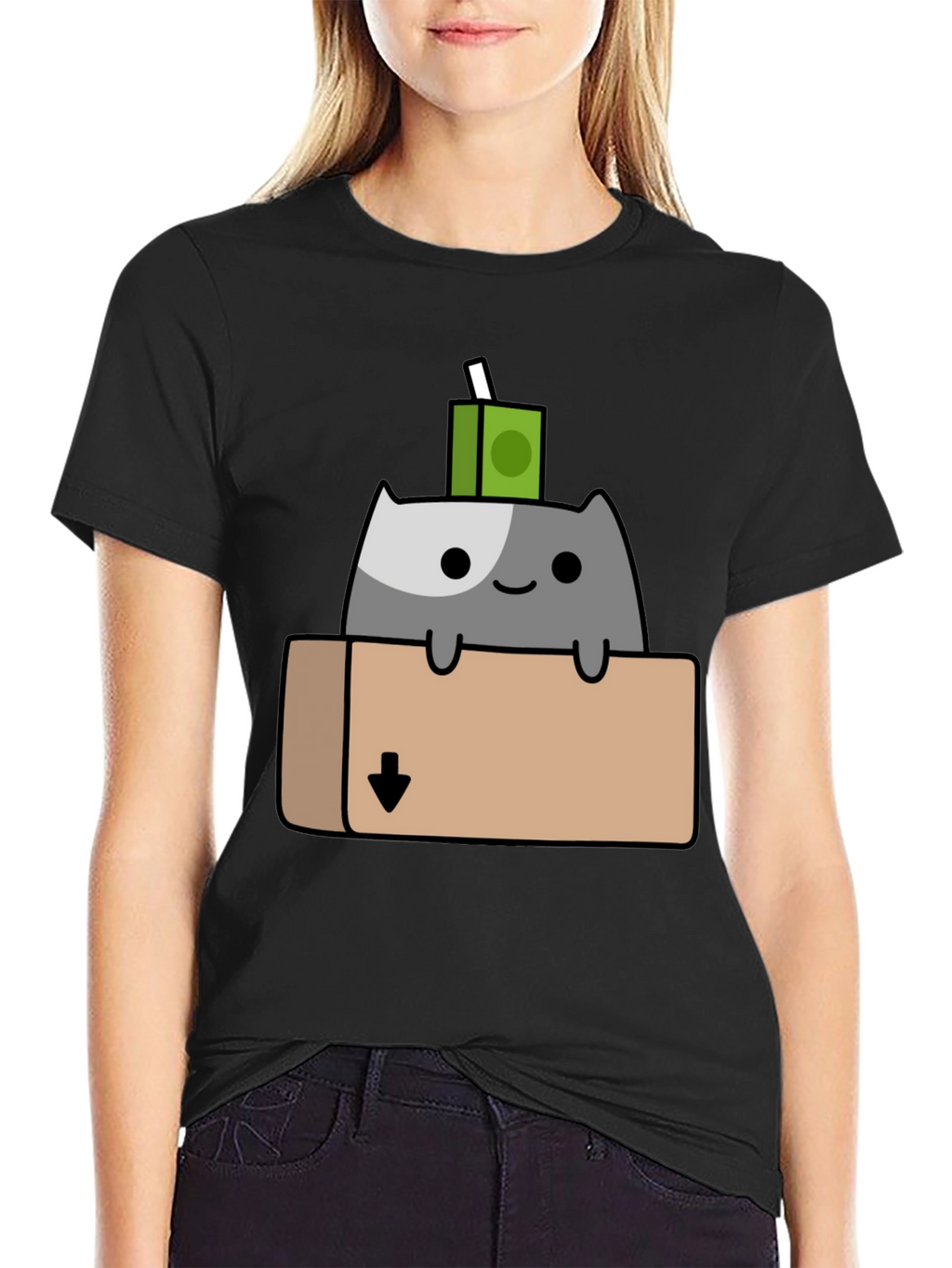 Cat in Box T-Shirt - Quirky Cartoon Design