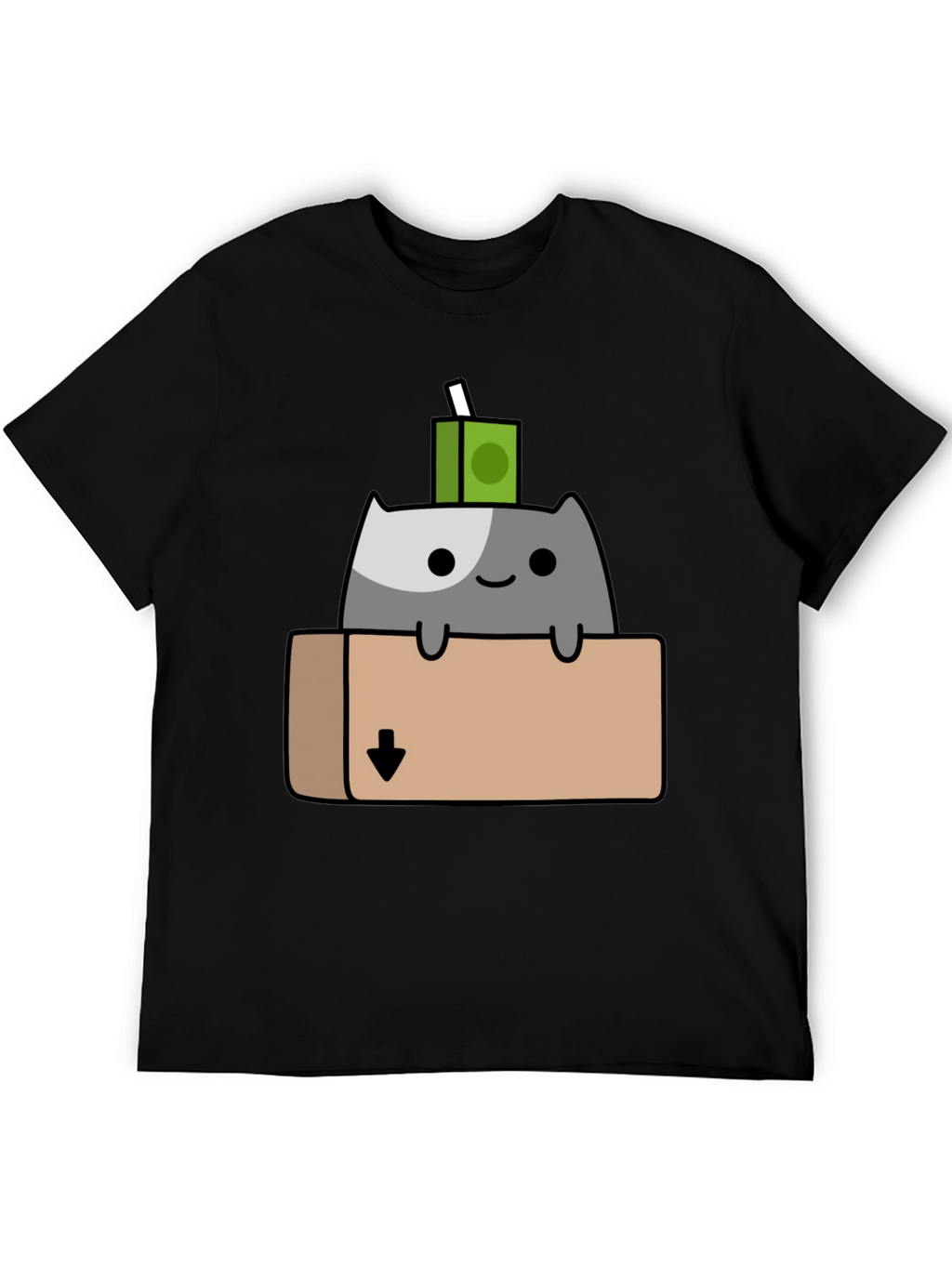 Cat in Box T-Shirt - Quirky Cartoon Design