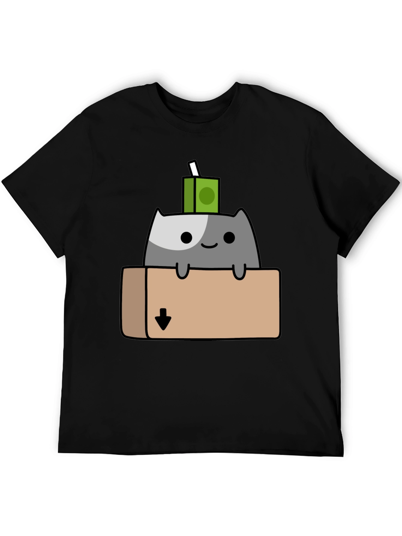 Cat in Box T-Shirt - Quirky Cartoon Design
