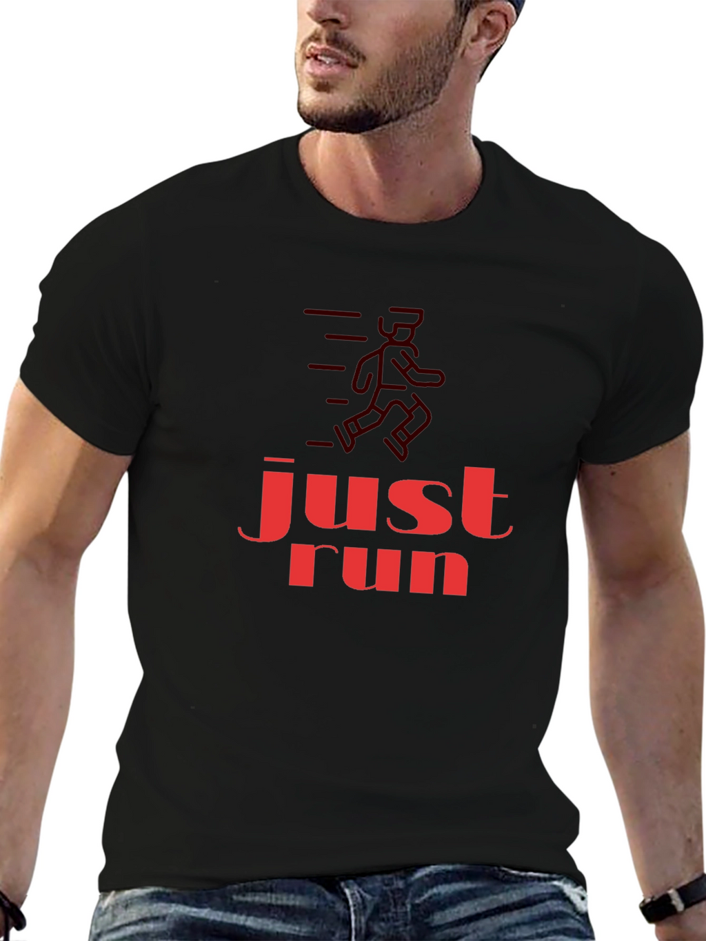 Just Run Graphic T-Shirt - Black