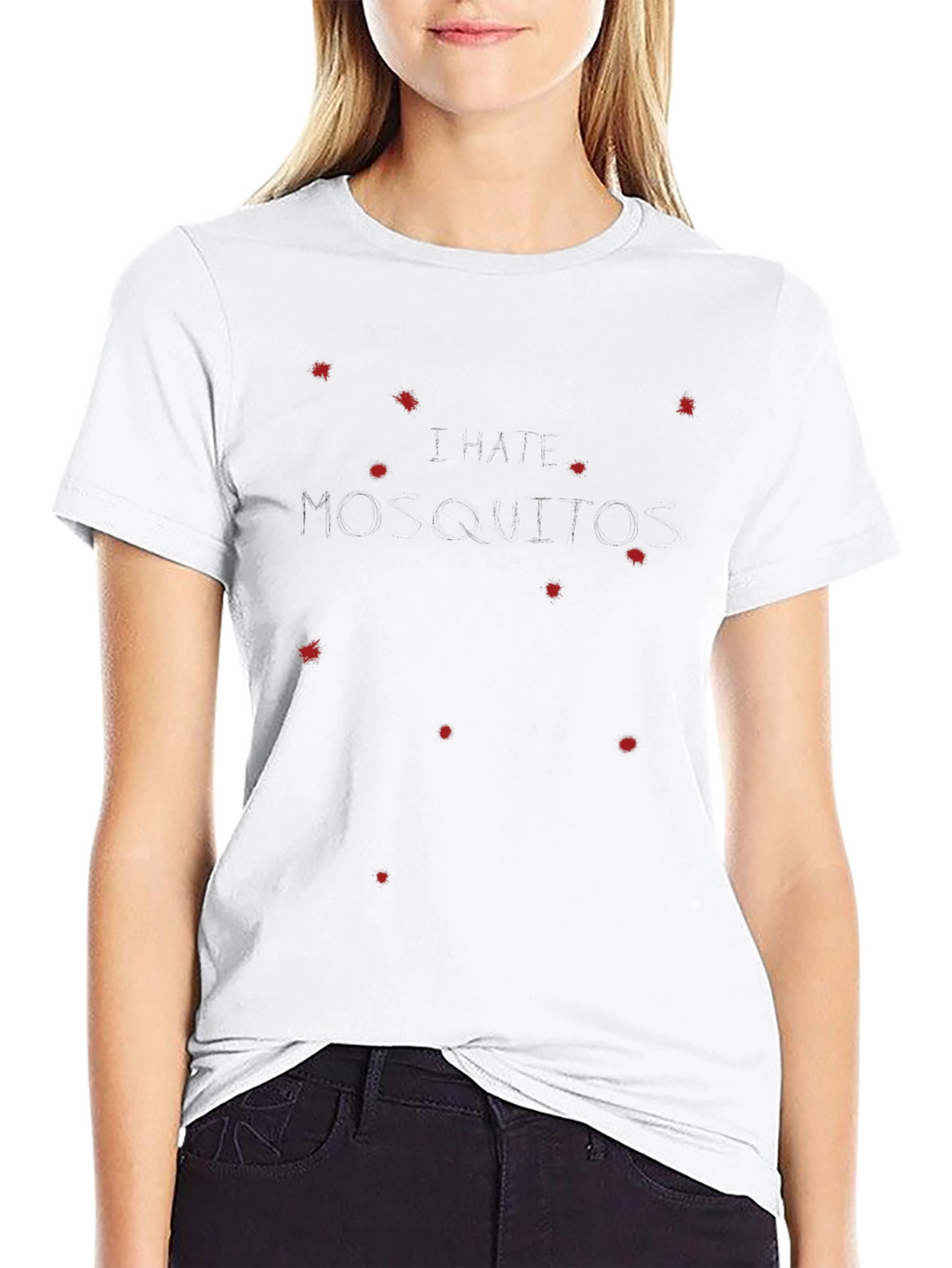 Modern Black Tee with Red Splatter Design